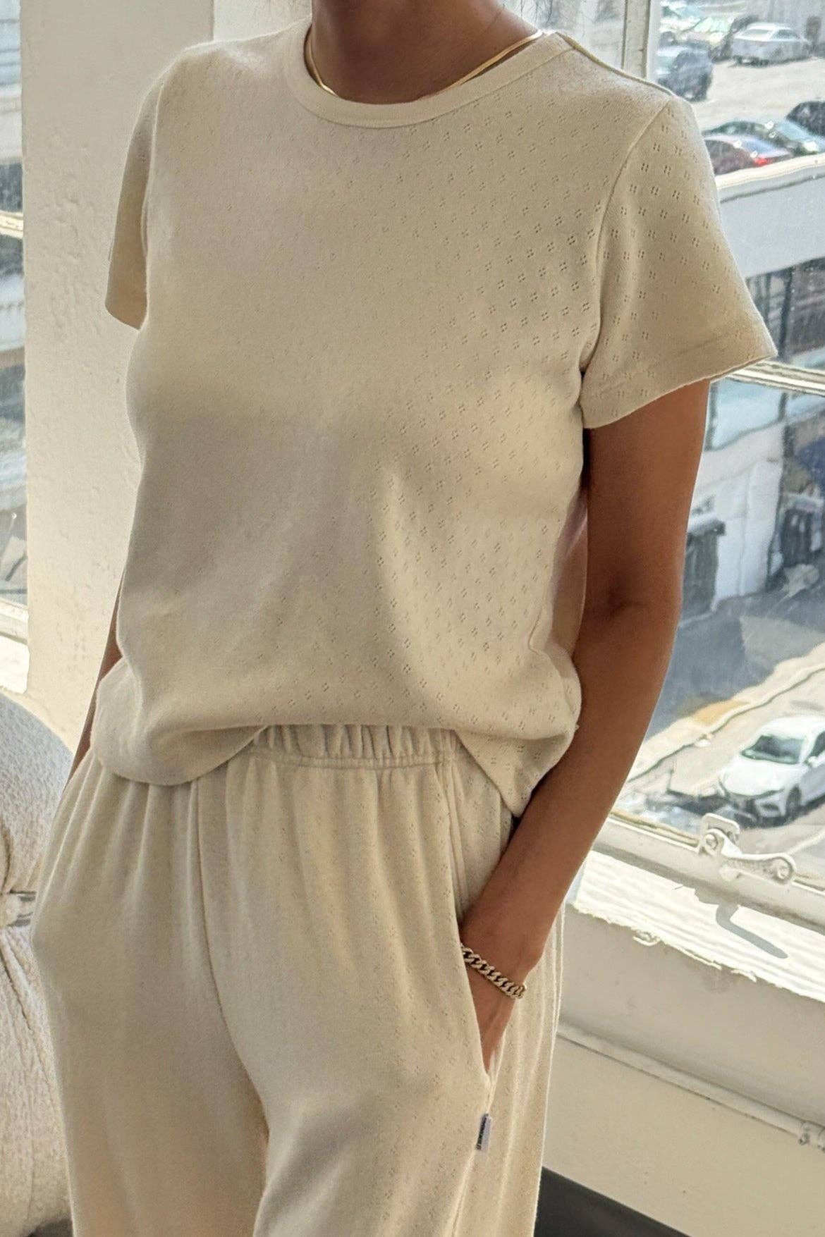 Naturel Pointelle Babe Tee