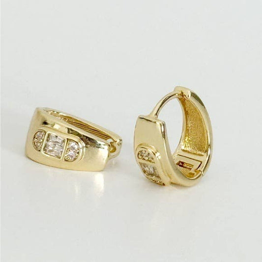 Gold Filled CZ Huggie Hoop Earrings