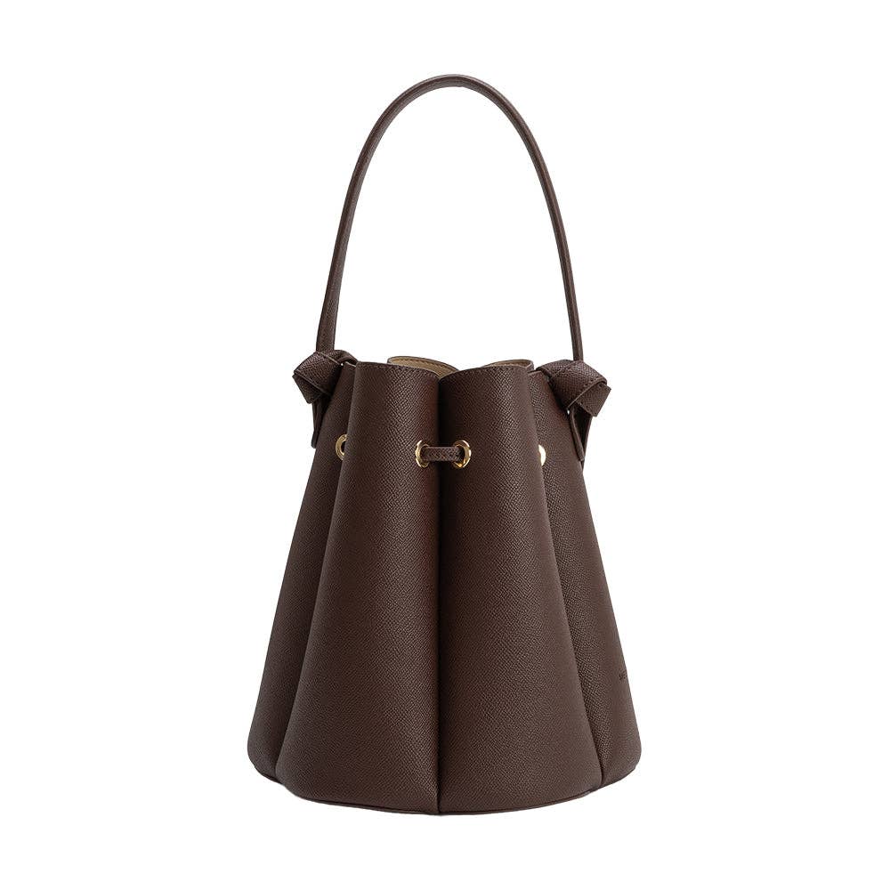 Chocolate Laguna Pleated Top Handle Bag