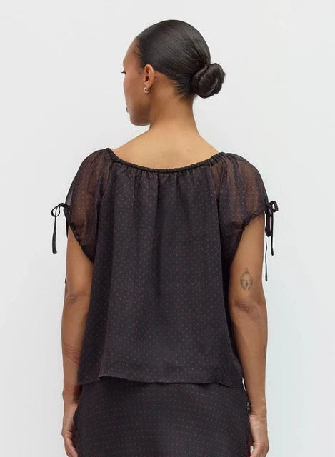 Sheer Polka Dot Chiffon Top