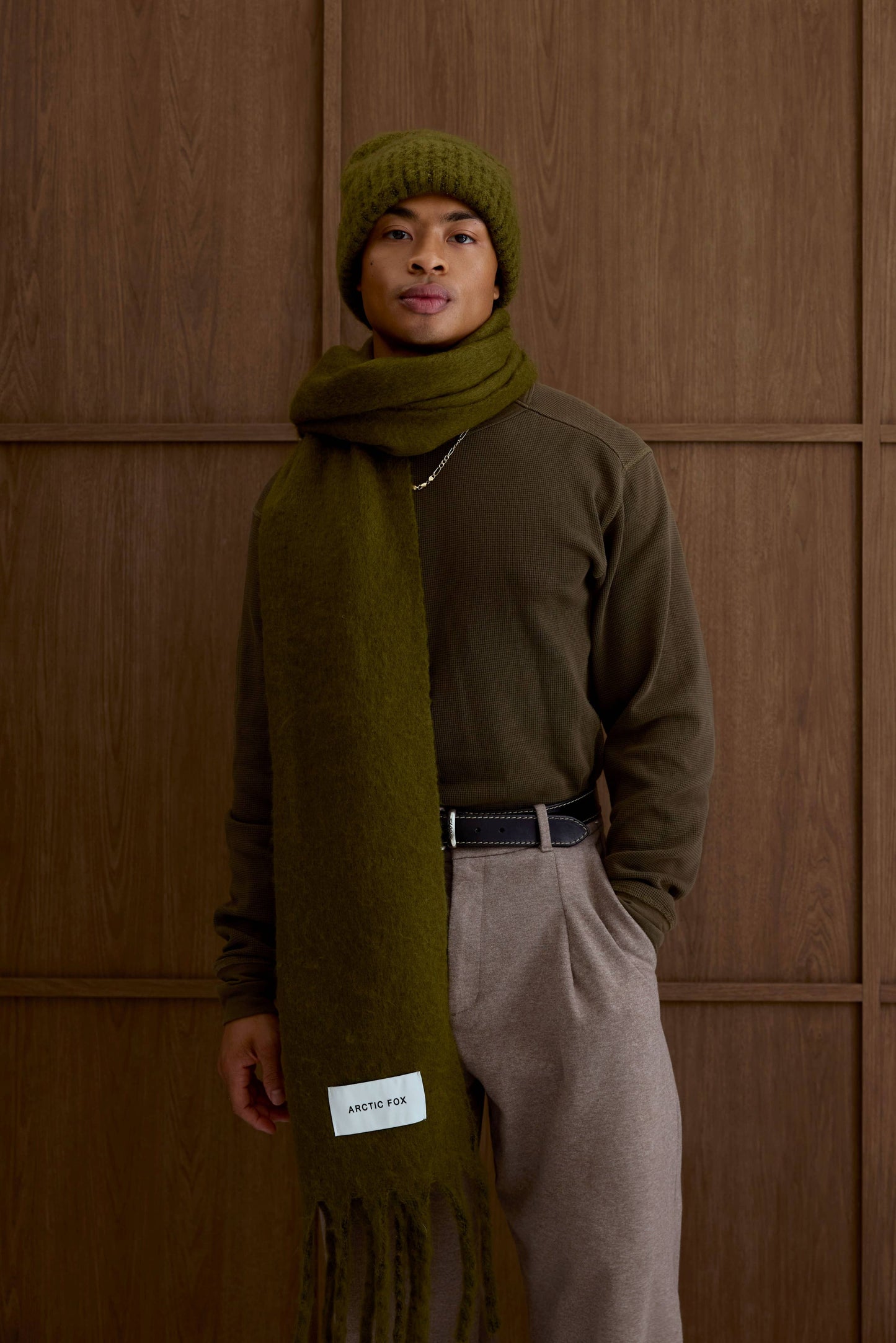 Moss Green Brushed Oversized Scarf