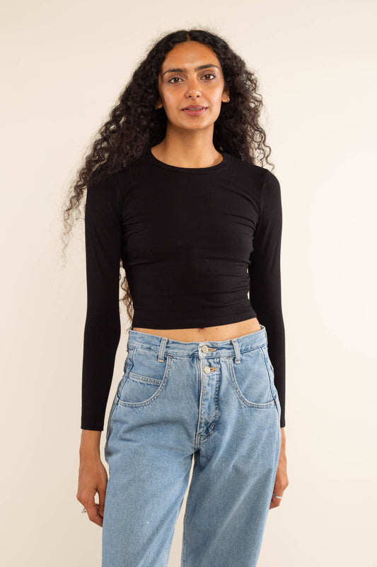 Organic Cotton + Hemp Crew Neck Long Sleeve Top