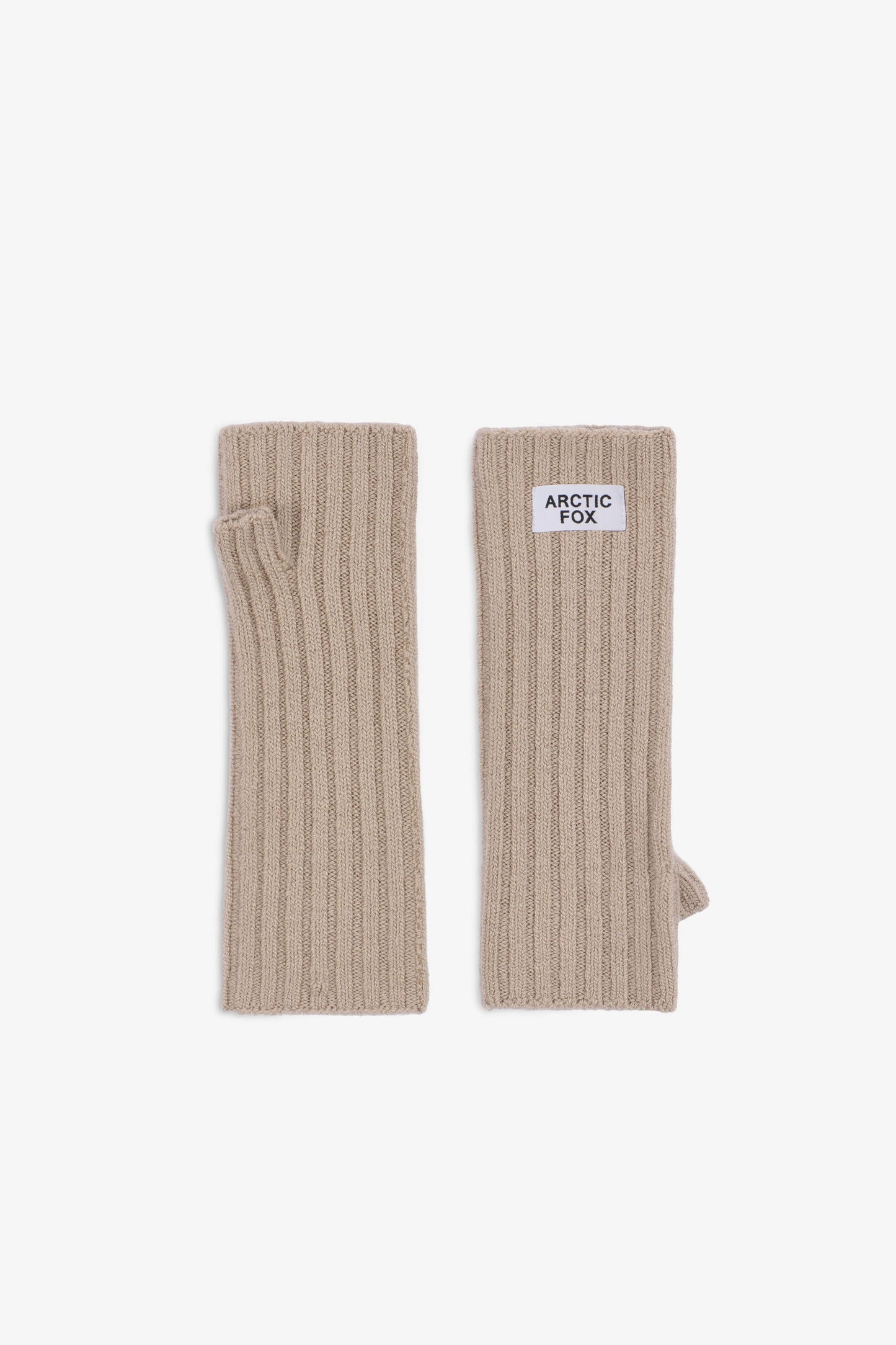Soft Taupe Wool Fingerless Gloves