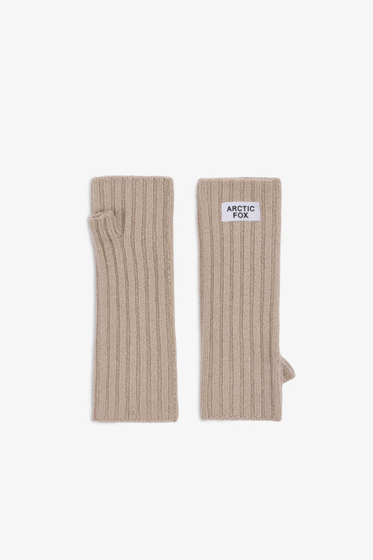 Soft Taupe Wool Fingerless Gloves