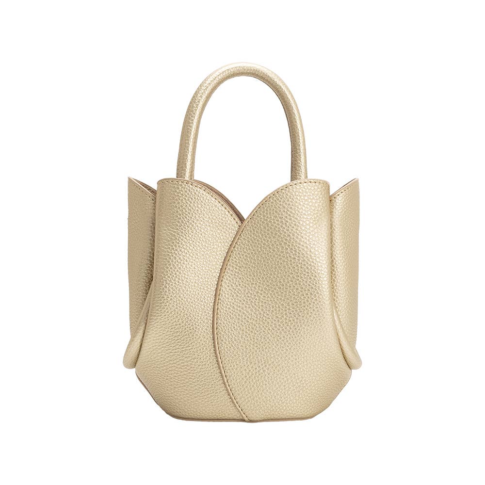 Tulip Mini Metallic Gold Top Handle Bag
