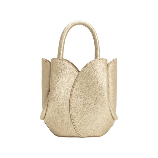 Tulip Mini Metallic Gold Top Handle Bag