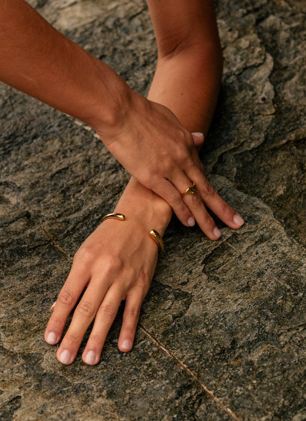 Gold Organic Open Cuff Bracelet