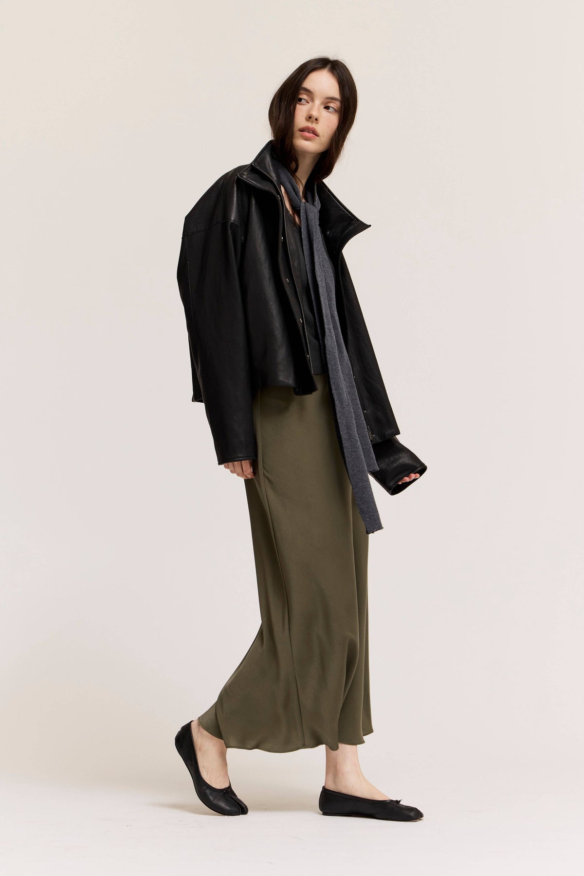 High Collar Vegan Leather Jacket
