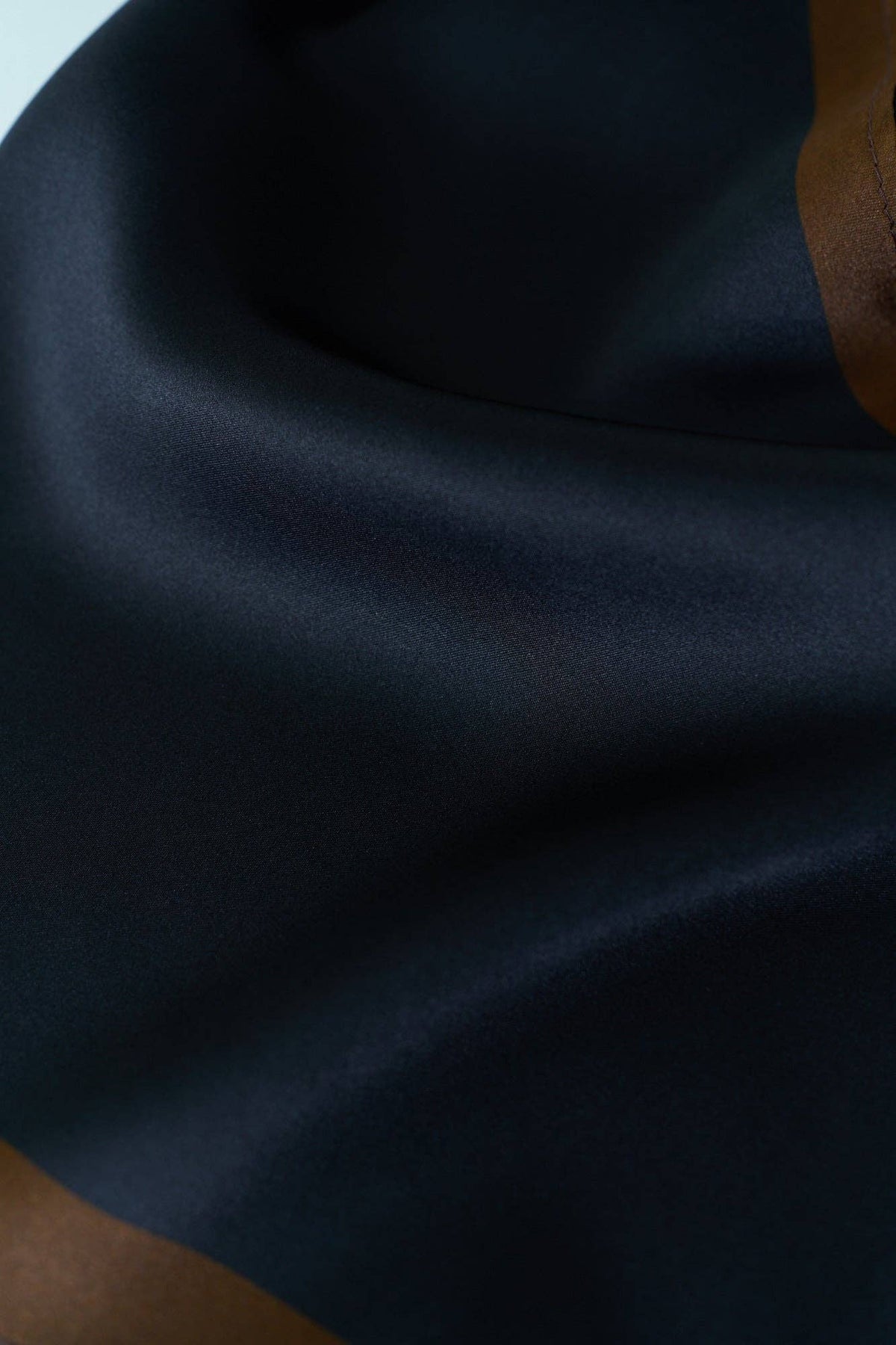 Navy Silk Scarf with Contrast Trim