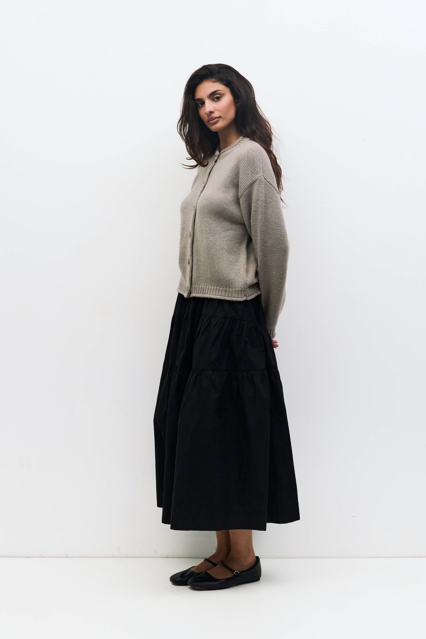 Rolled Edge Drop Shoulder Cardigan