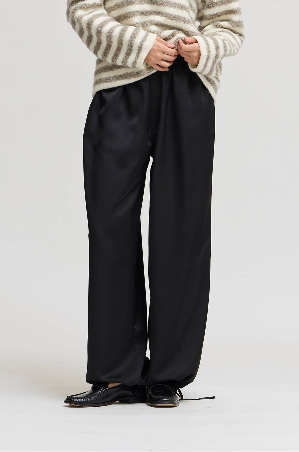 Black Satin Balloon Pants