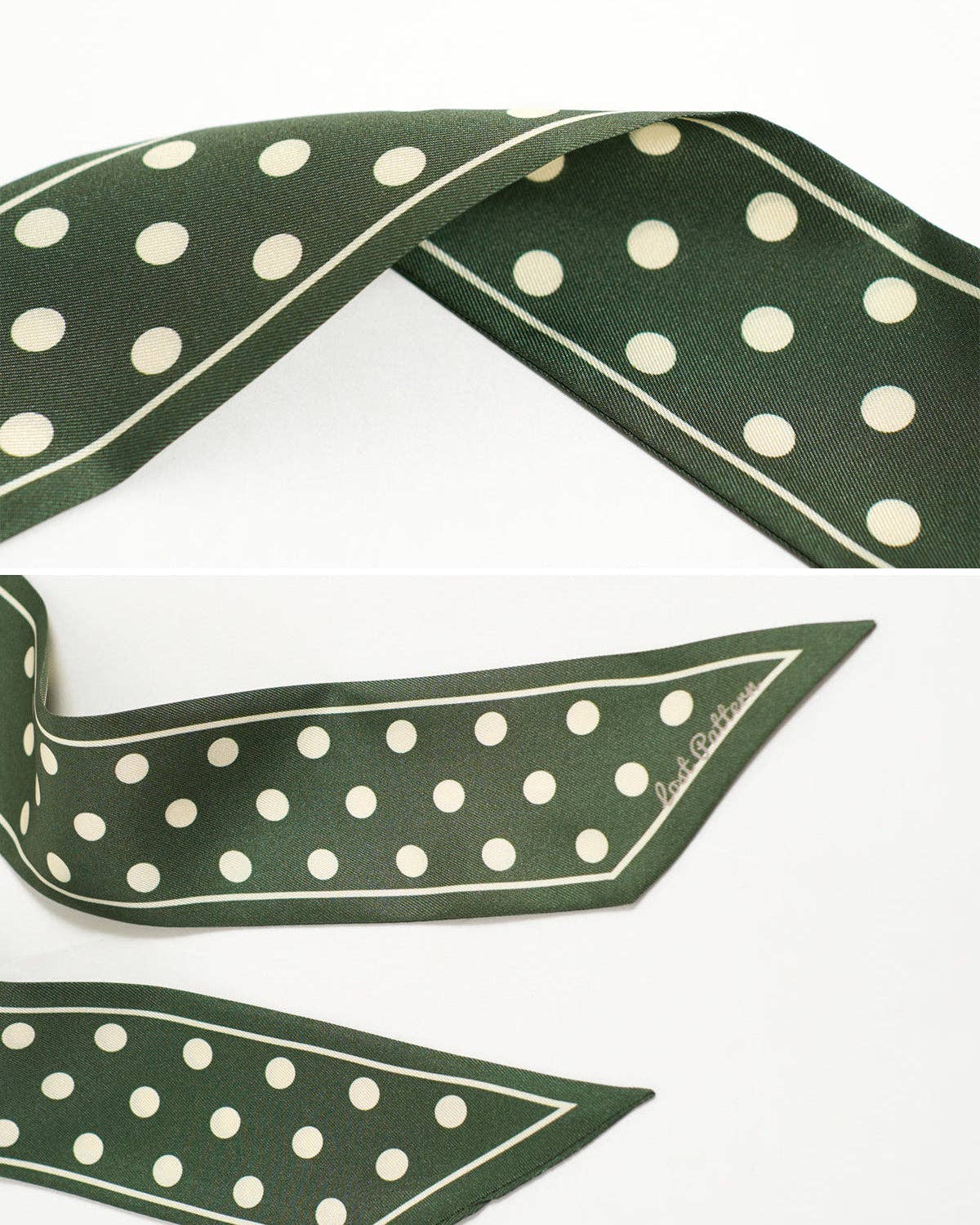 Green Polka Dot Silk Slim Scarf