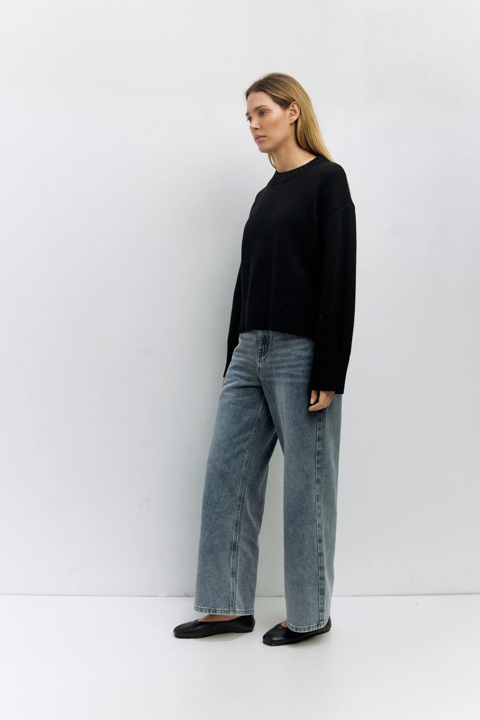 Cotton Ribbed Knit Pullover Sweater
