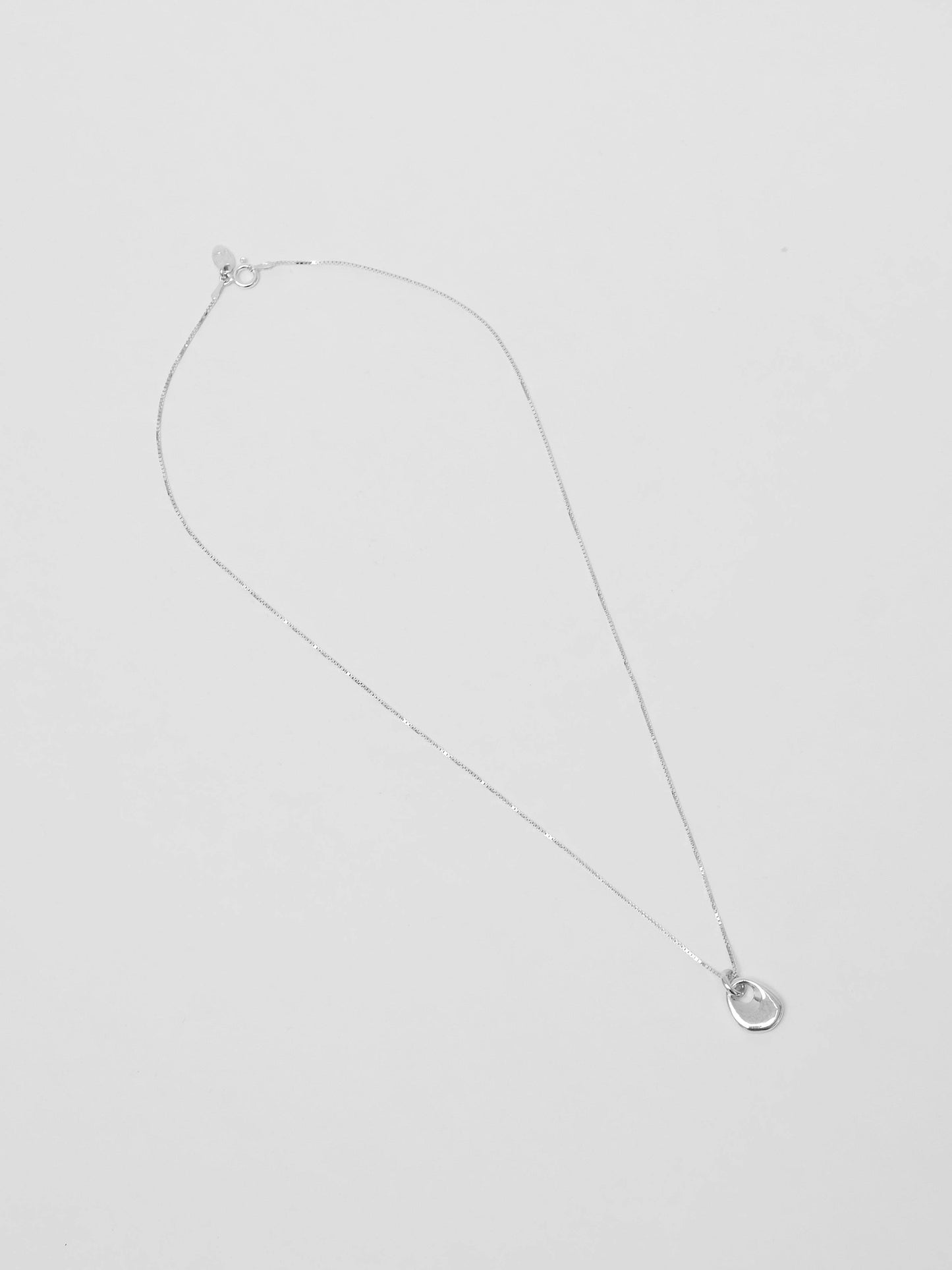 Silver Petal Charm Pendant Necklace