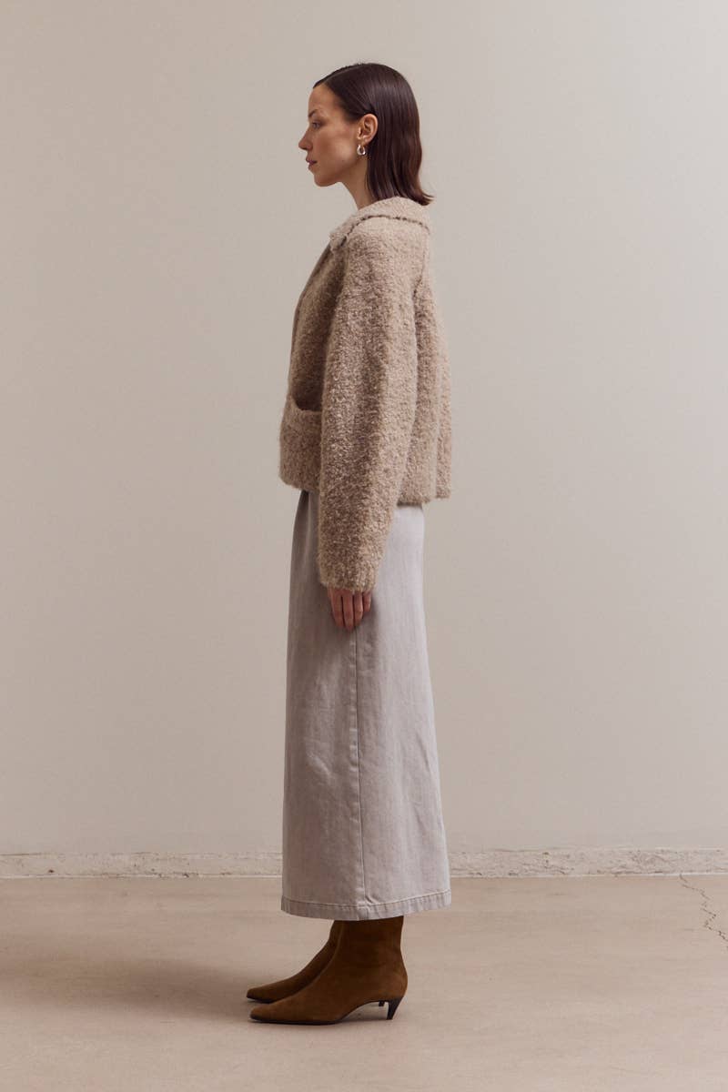 Boucle Knitted Zip-Up Jacket