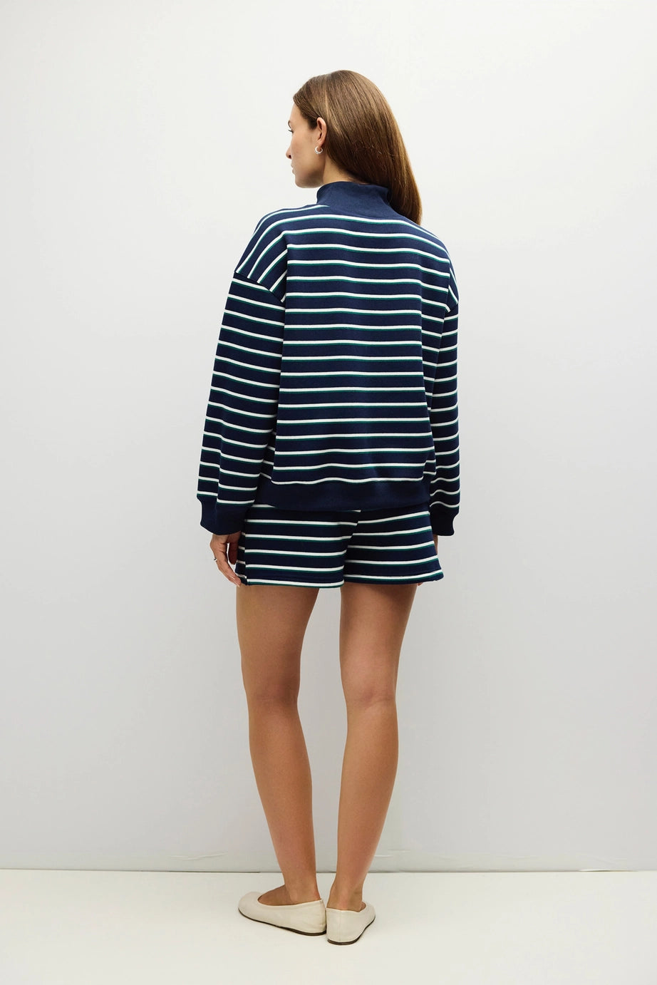 Striped Funnel Neck Fleece