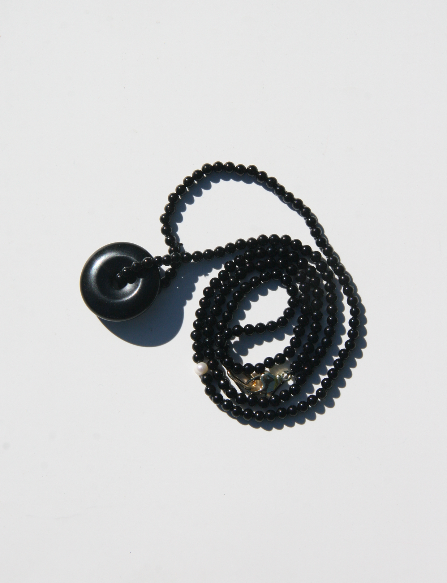 Black Onyx Donut Pendant Necklace