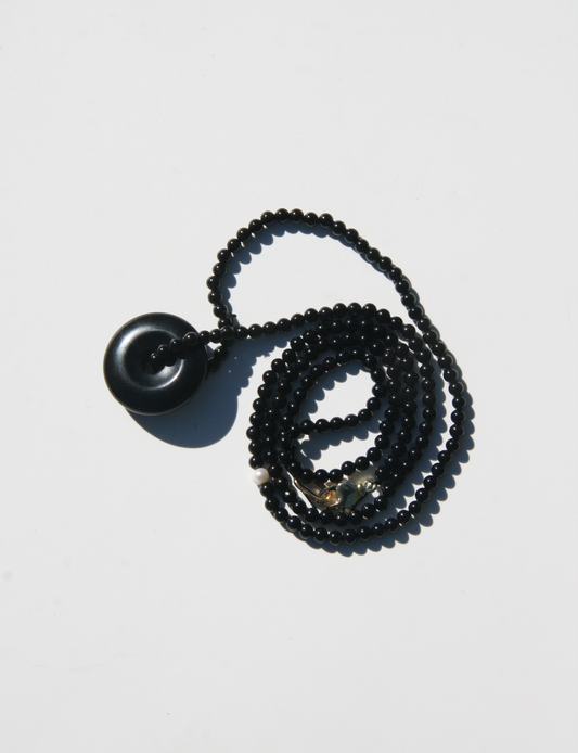 Black Onyx Donut Pendant Necklace