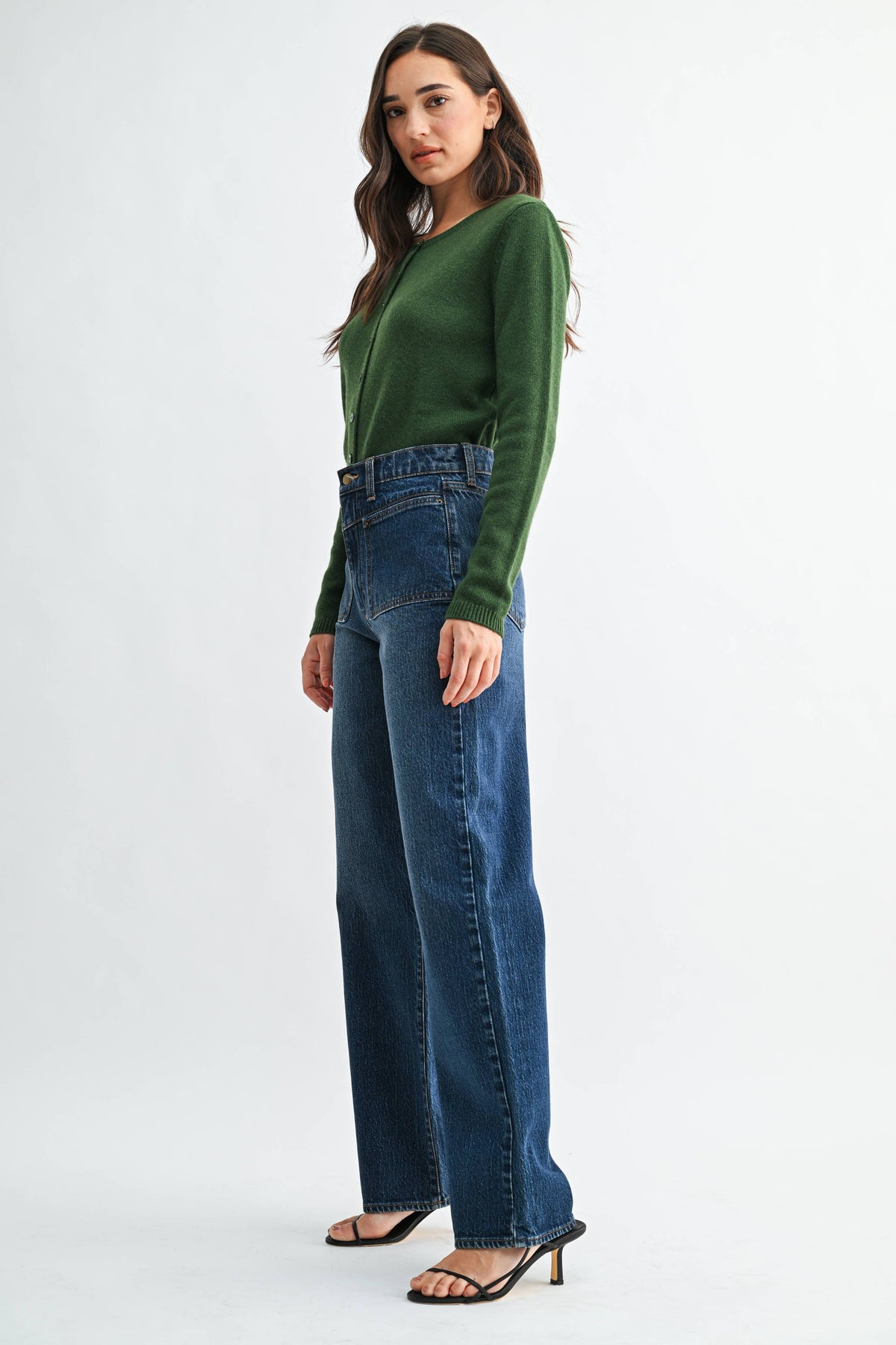 Dark Wash High Rise Square Pocket Jeans