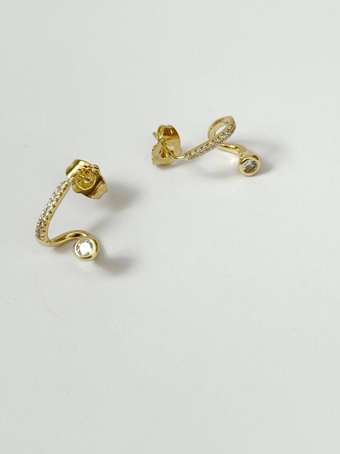 Gold Filled CZ Twist Stud Earrings 