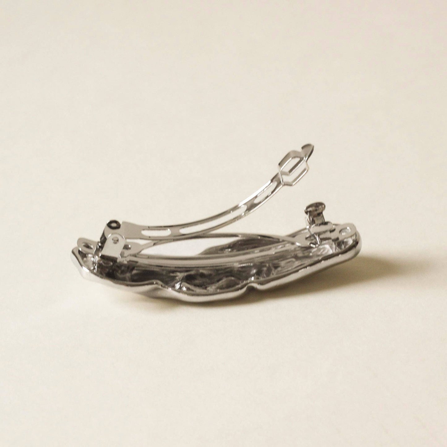 Silver Textured Metal Barrette Hair Clip