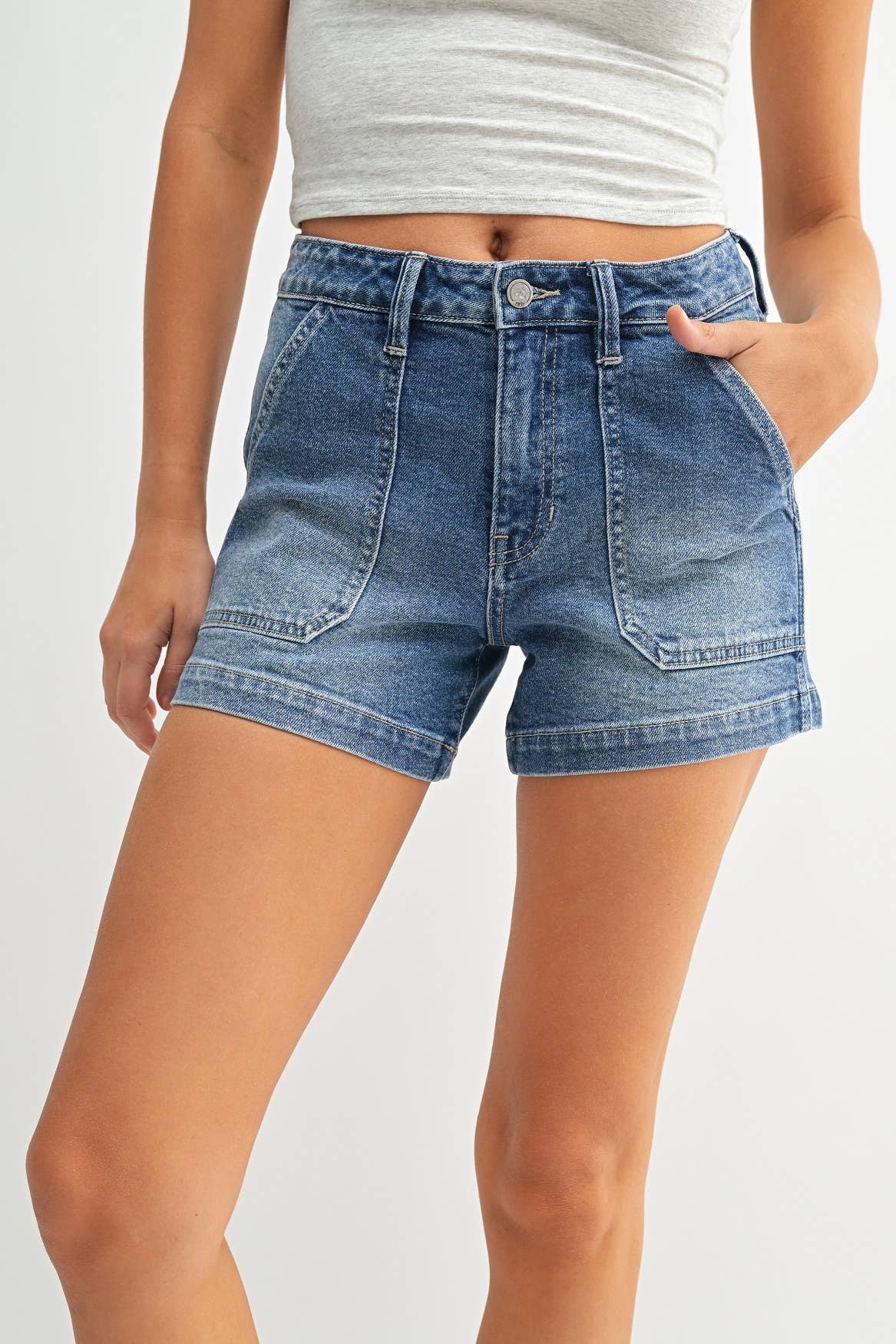 Medium Wash Utility Denim Short