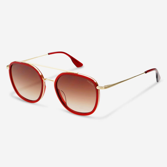 Weston Red Acetate Round Sunglasses