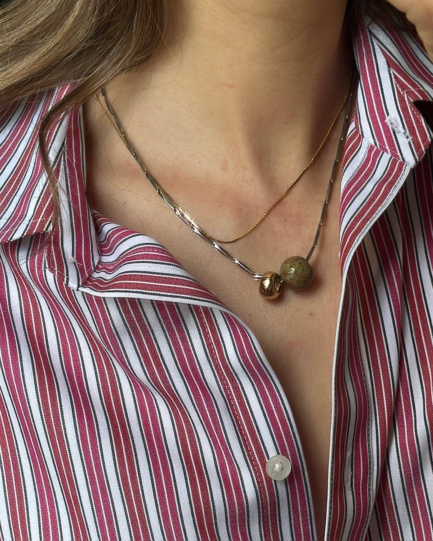 Rose Quartz Mixed Metal Necklace