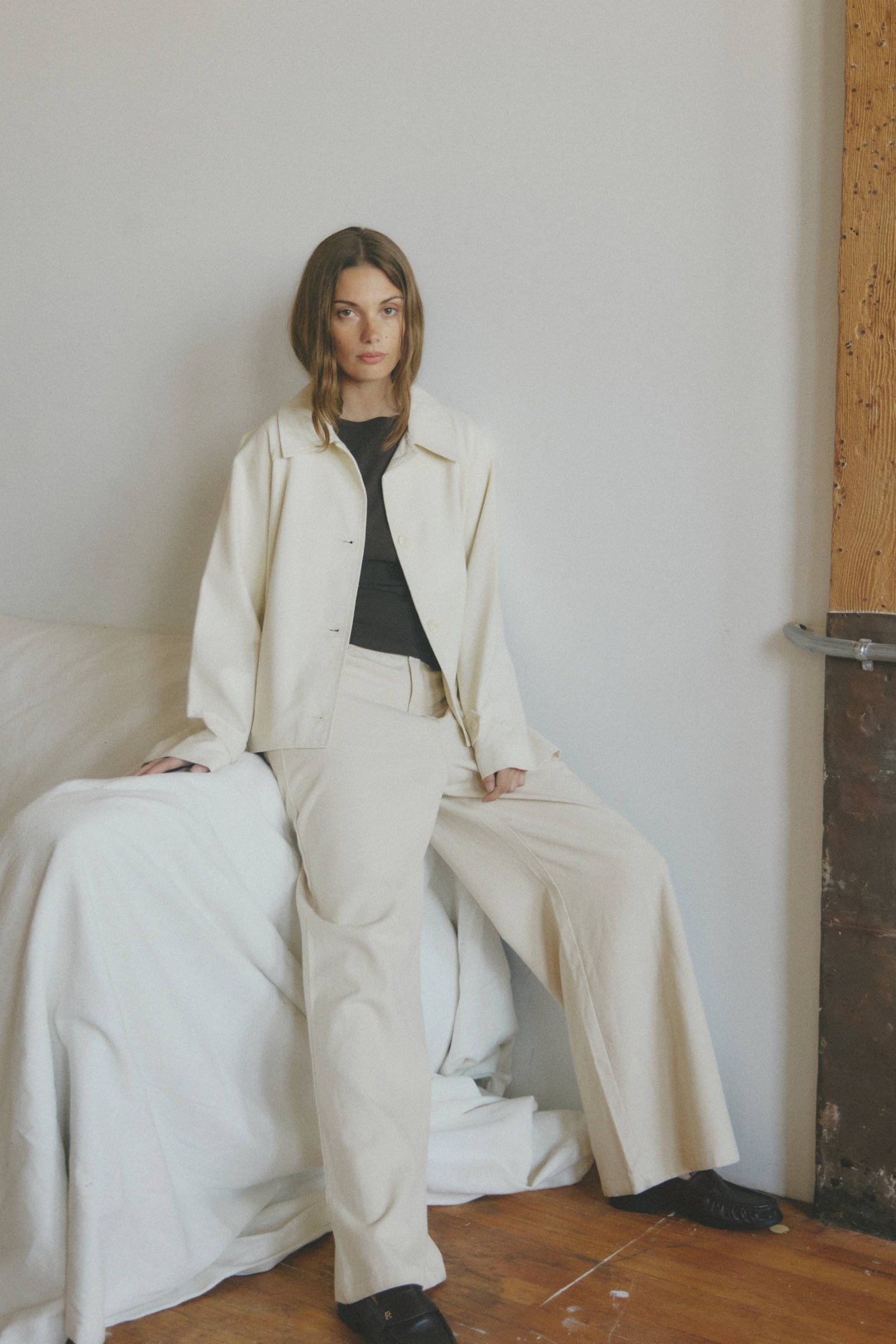 Cream Short Trench Jacket