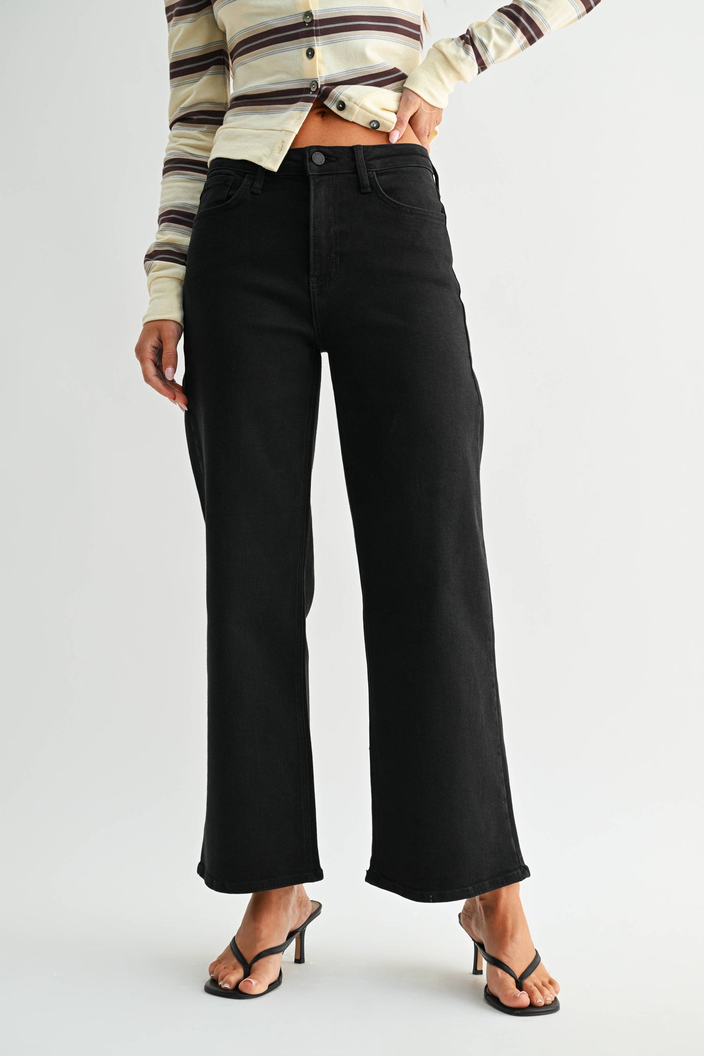 Black Classic Wide Leg Slim Jean