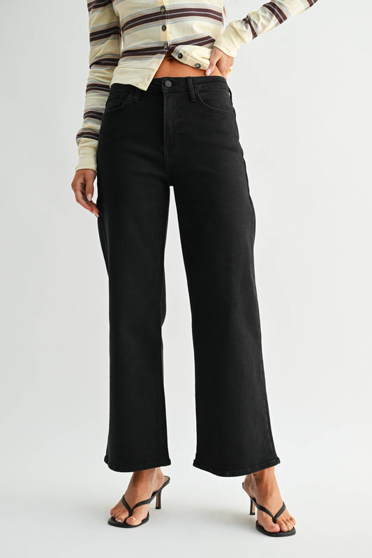 Black Classic Wide Leg Slim Jean