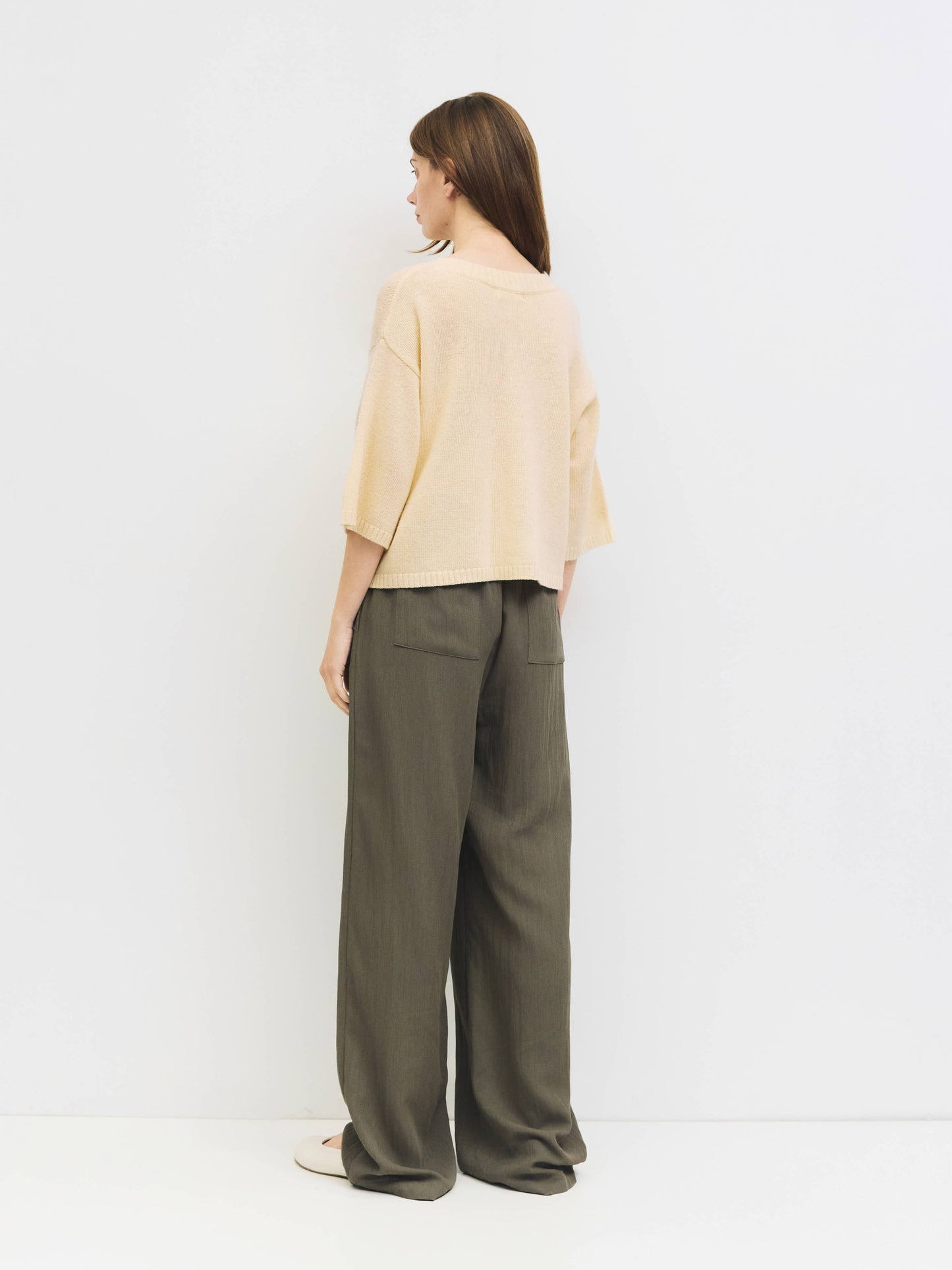 Wide Leg Crinkled Drawstring Pant