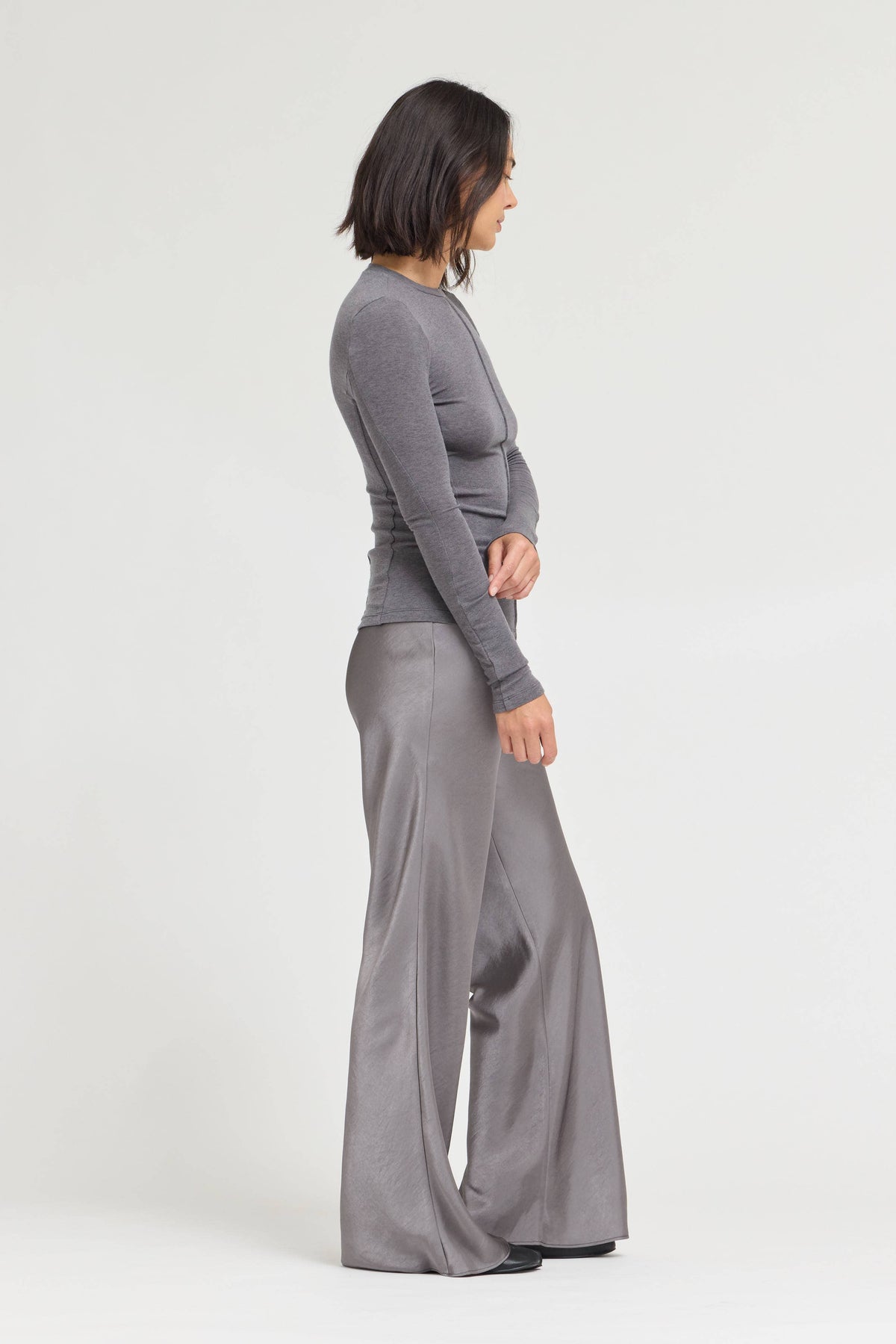 Fitted Seamed Long Sleeve Tee