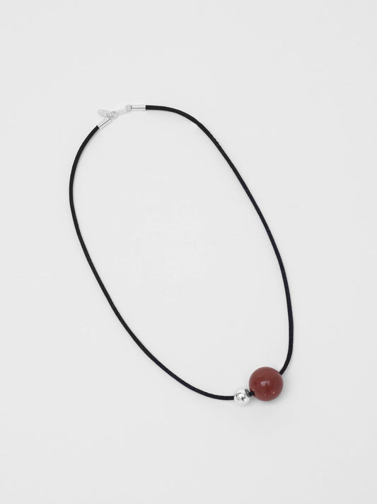 Red Agate Black Cord Necklace