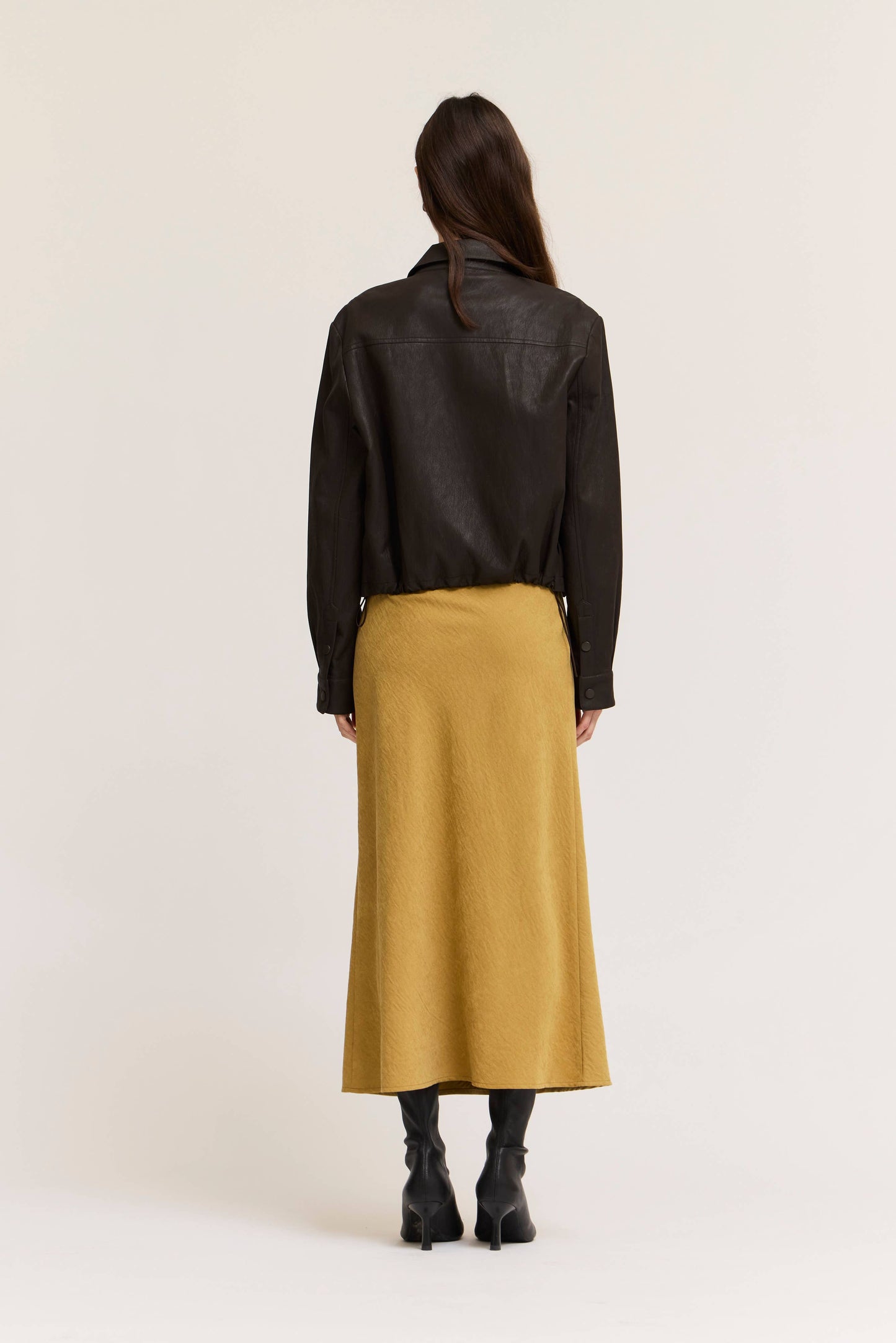 Vegan Leather Snap Button Jacket