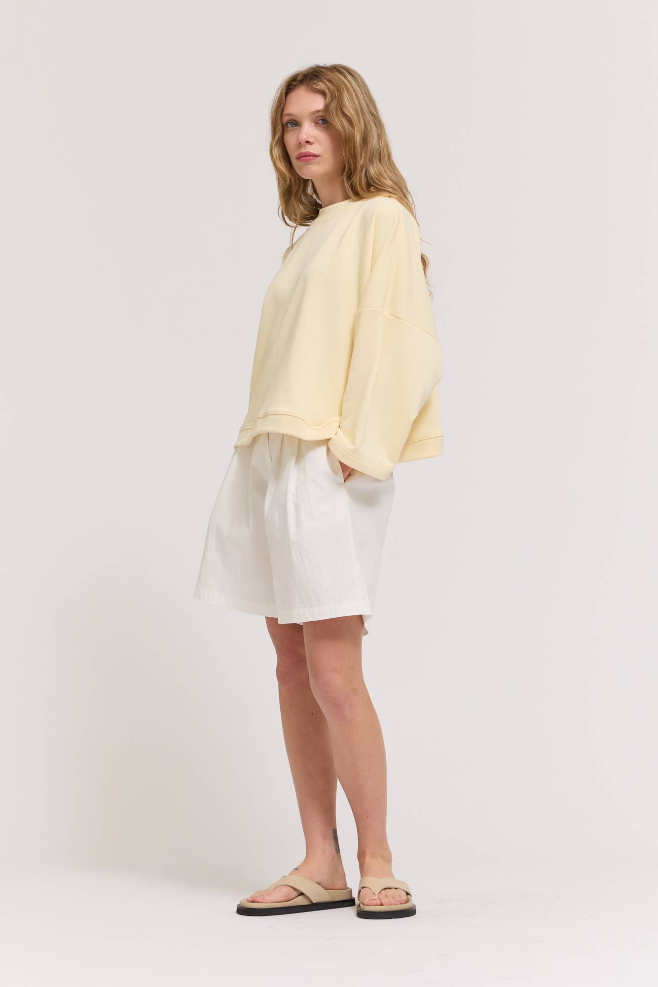 Butter Yellow Crewneck Terry Sweatshirt