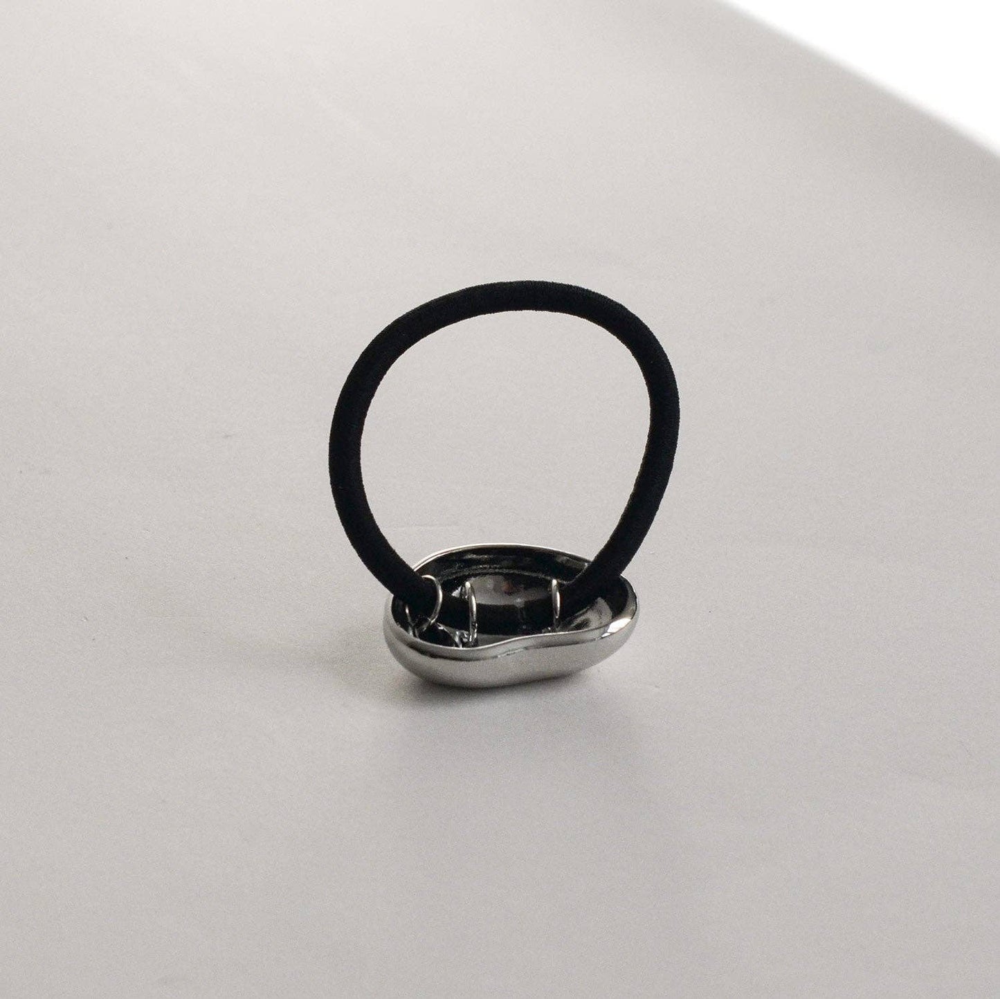 Silver Pebble-Shaped Metal Cuff Hair Tie