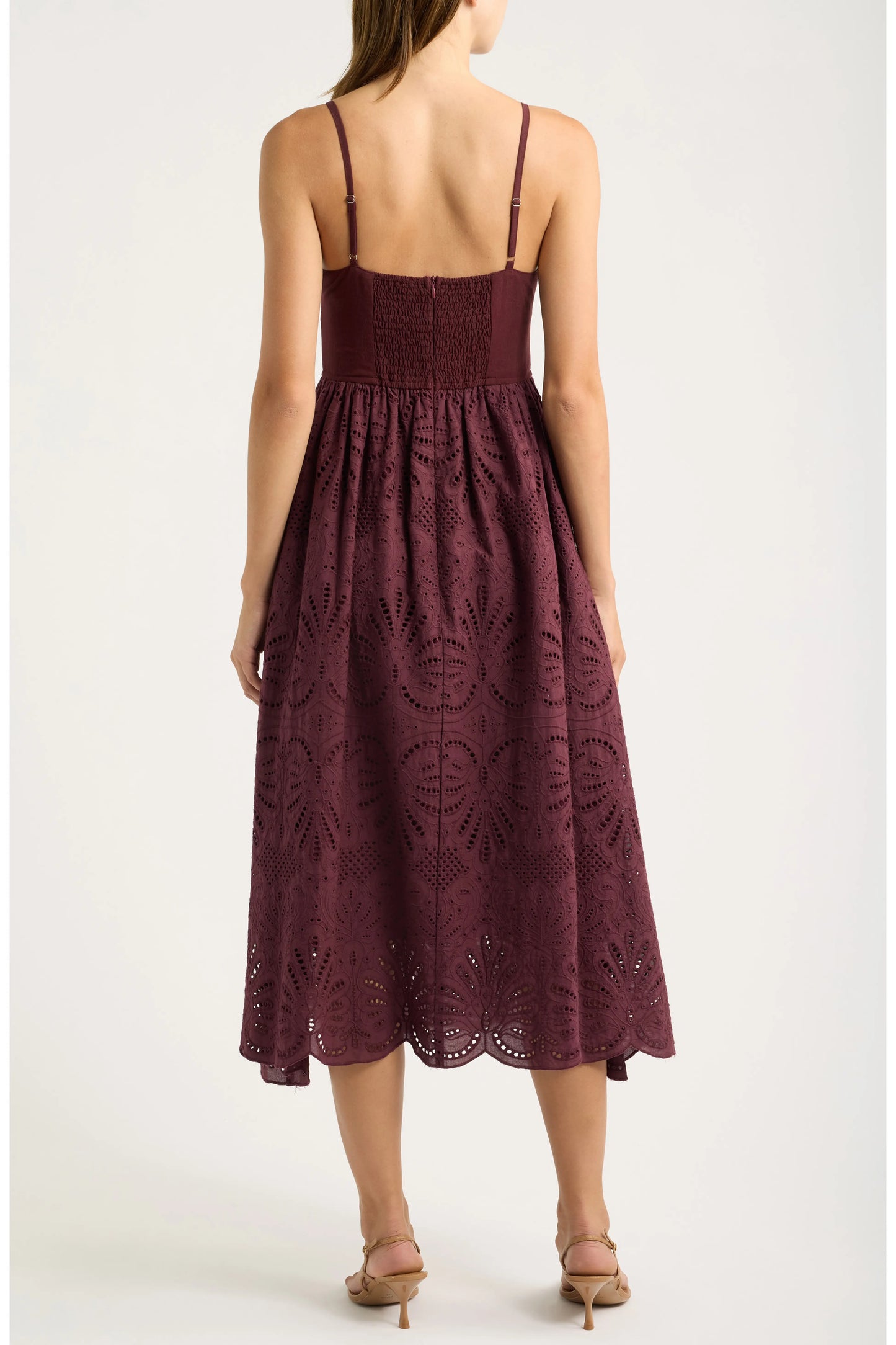 Eyelet Scallop Lace Midi Dress