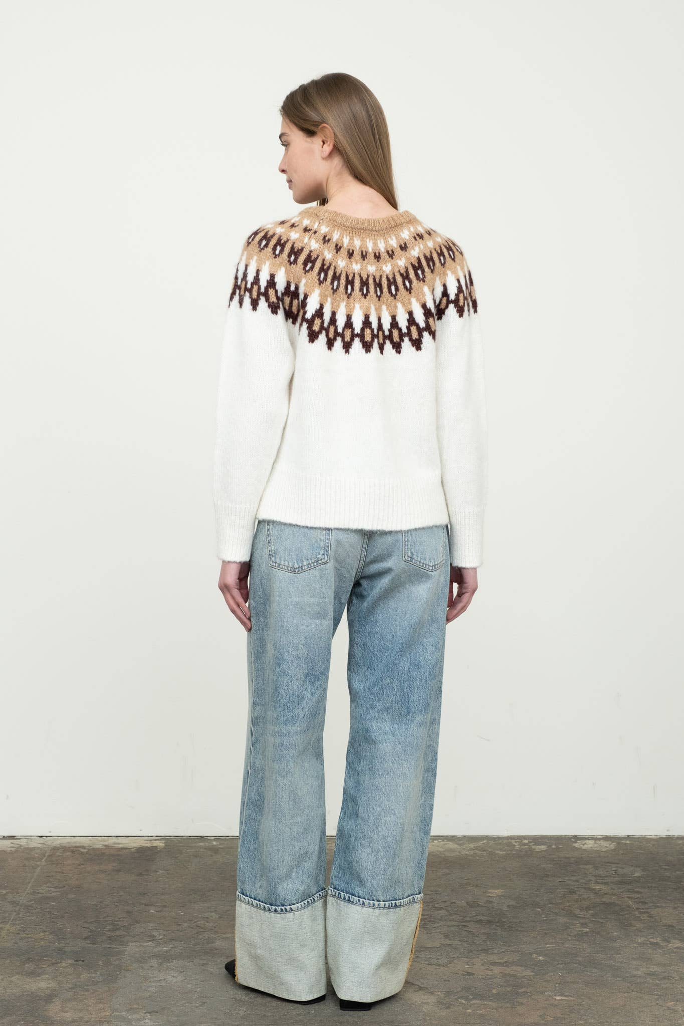 Cream Fair Isle Pullover Sweater