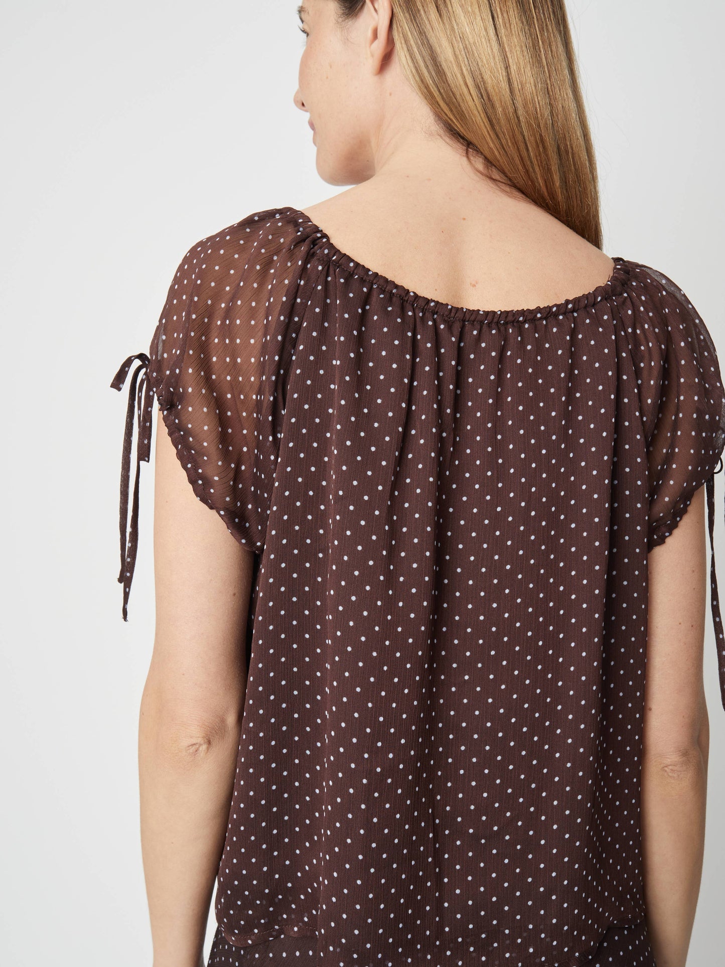 Sheer Polka Dot Chiffon Top