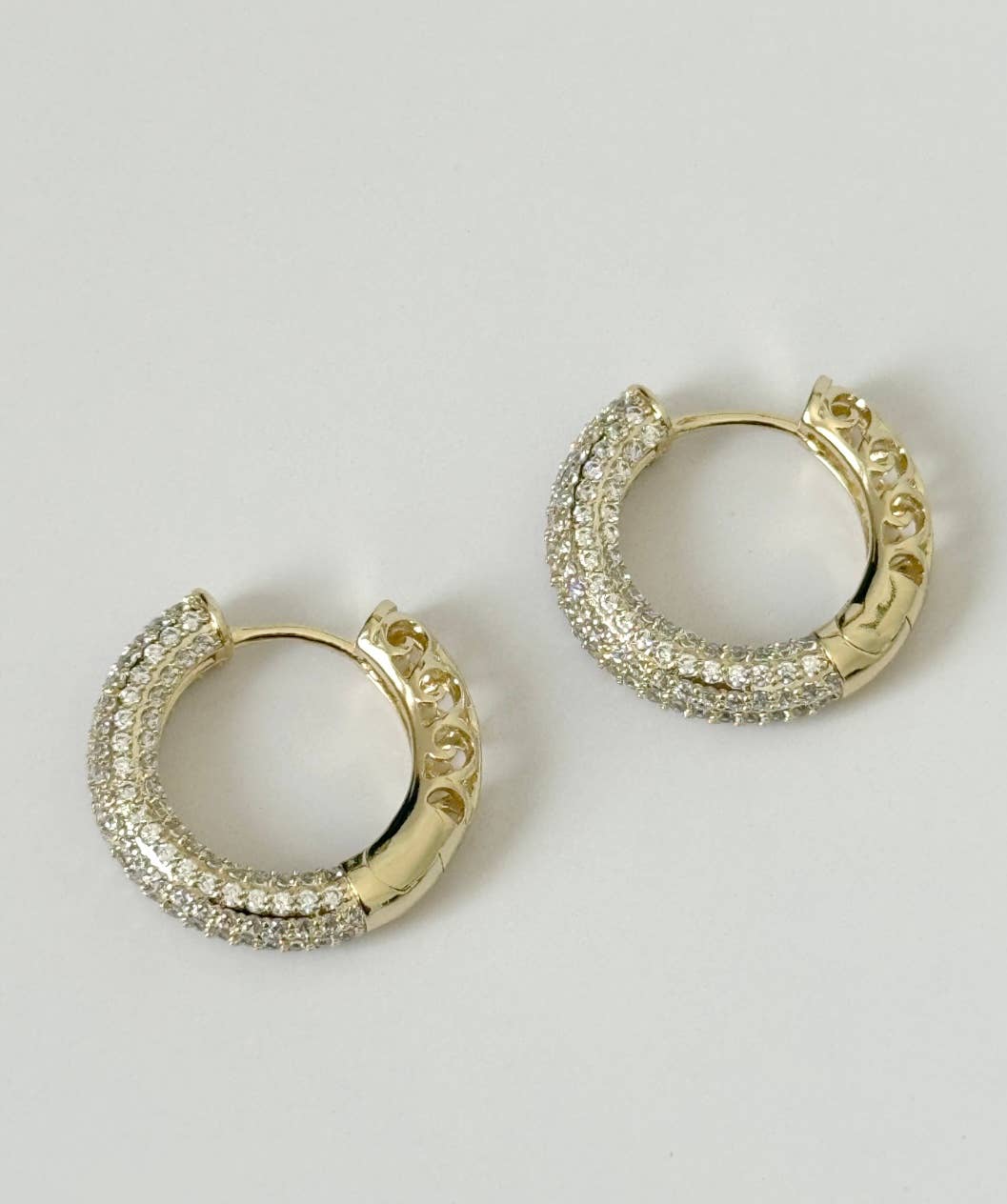 14K Gold Filled CZ Stones + Lace Hoop Earrings