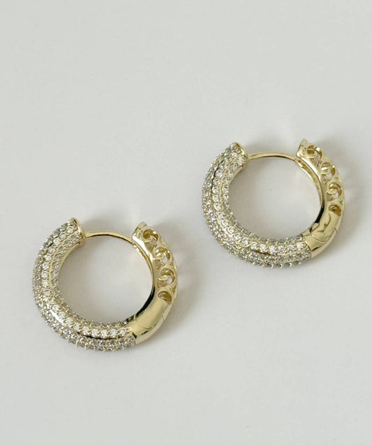 14K Gold Filled CZ Stones + Lace Hoop Earrings
