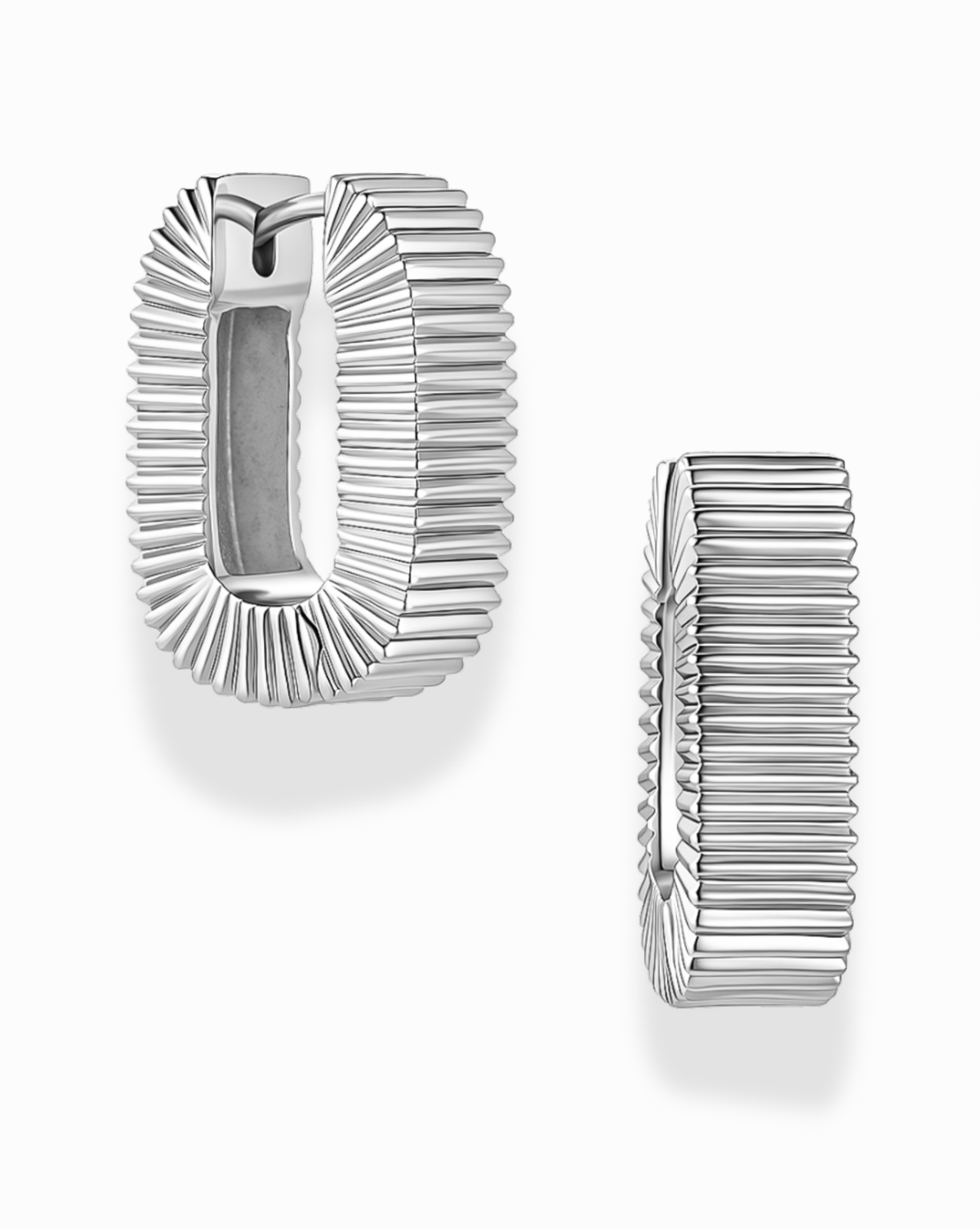 Silver Fluted Hoop Earrings