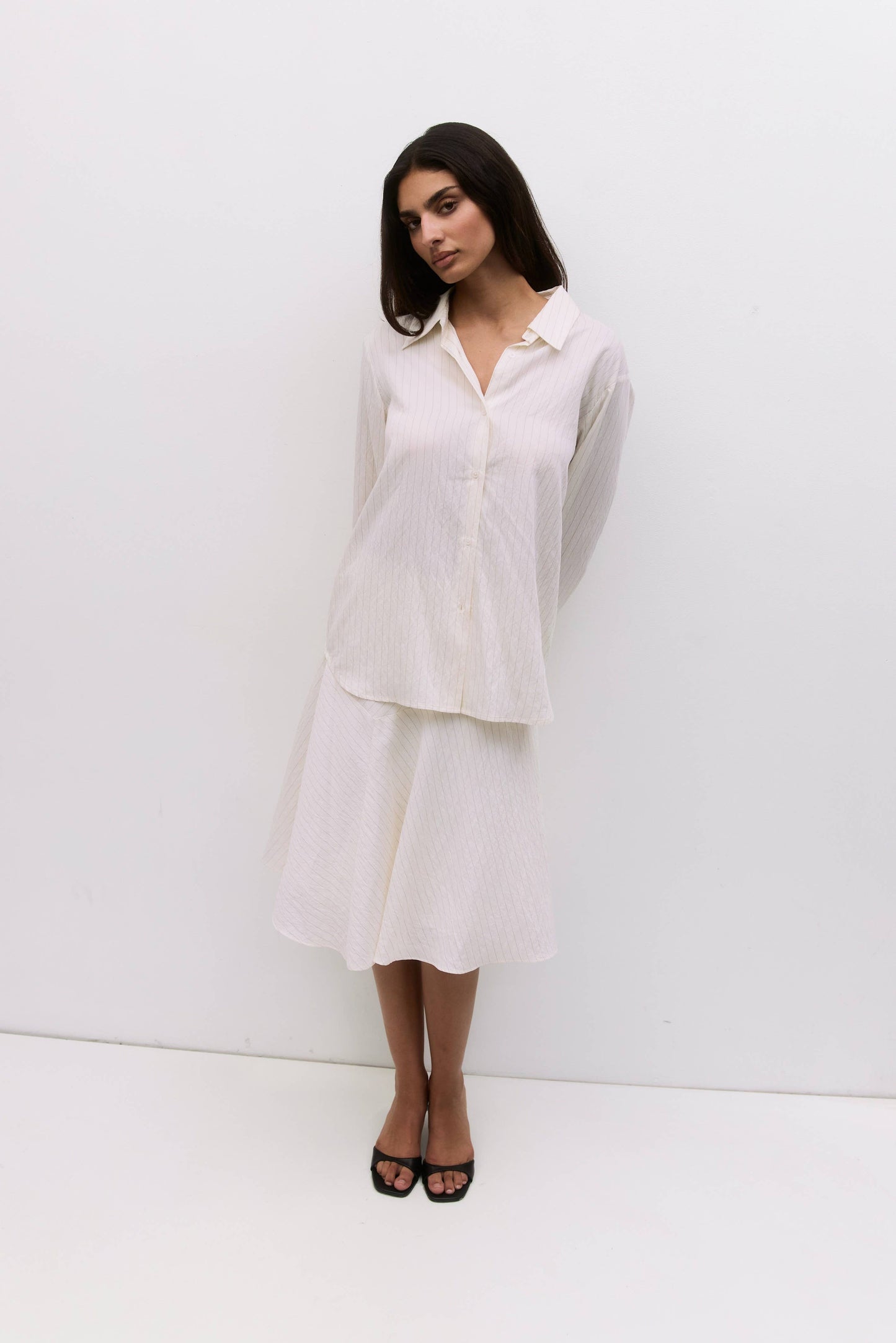 Ivory Pinstripe Button Up Shirt