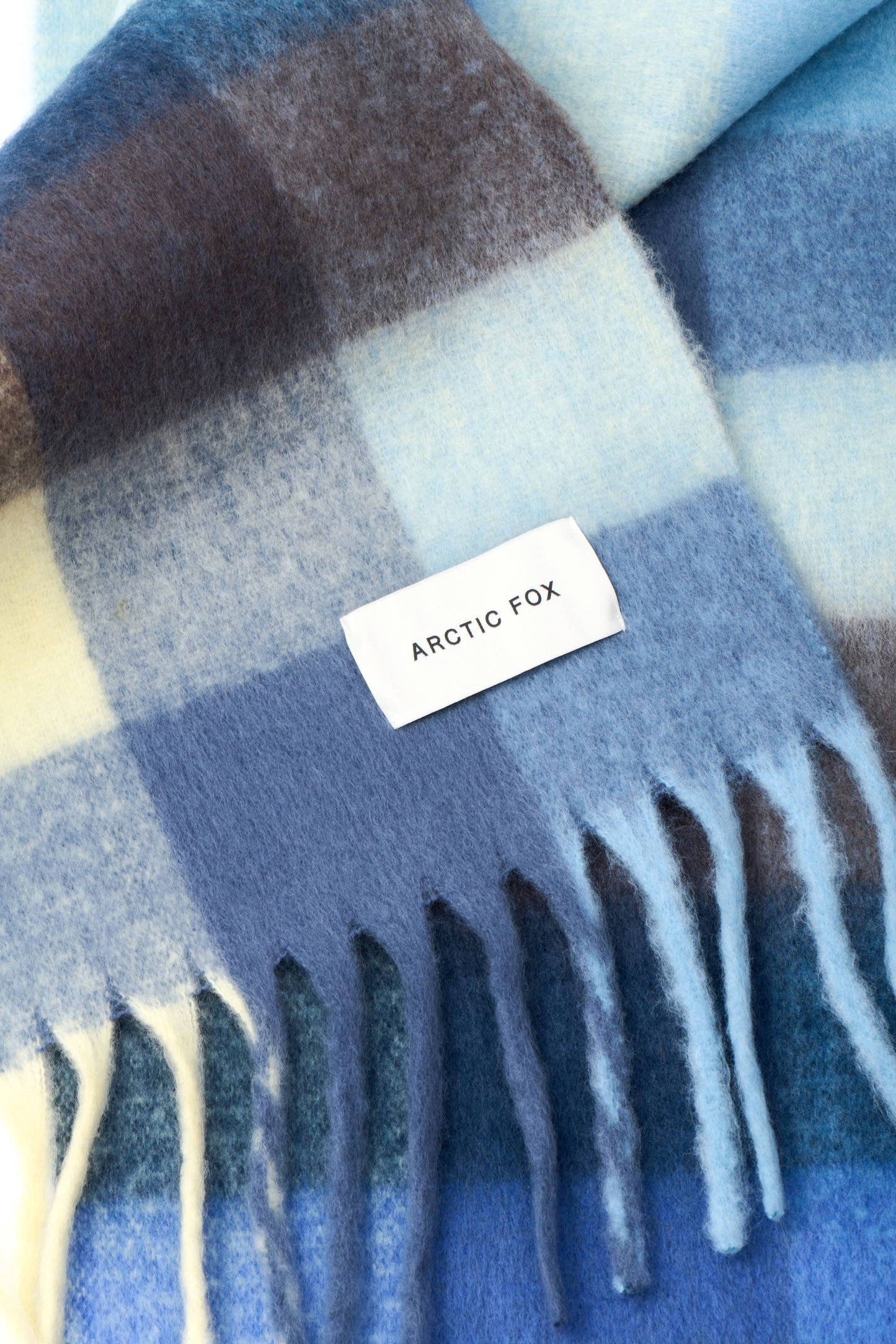 Blue Yellow Brushed Plaid Oversized Scarf