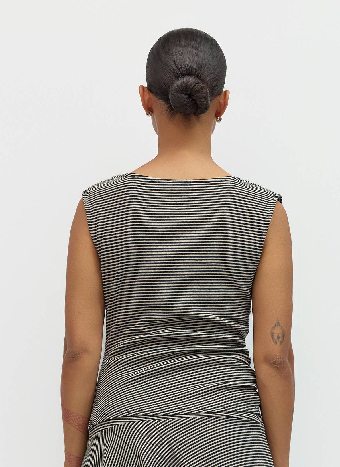 Striped Knit Cowl Neck Top