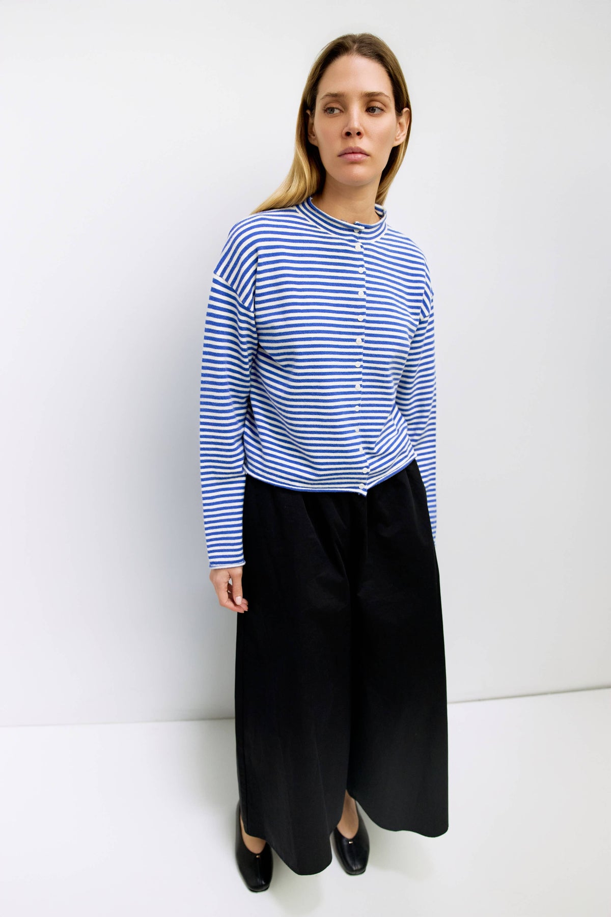 Striped Rolled Edge Cardigan