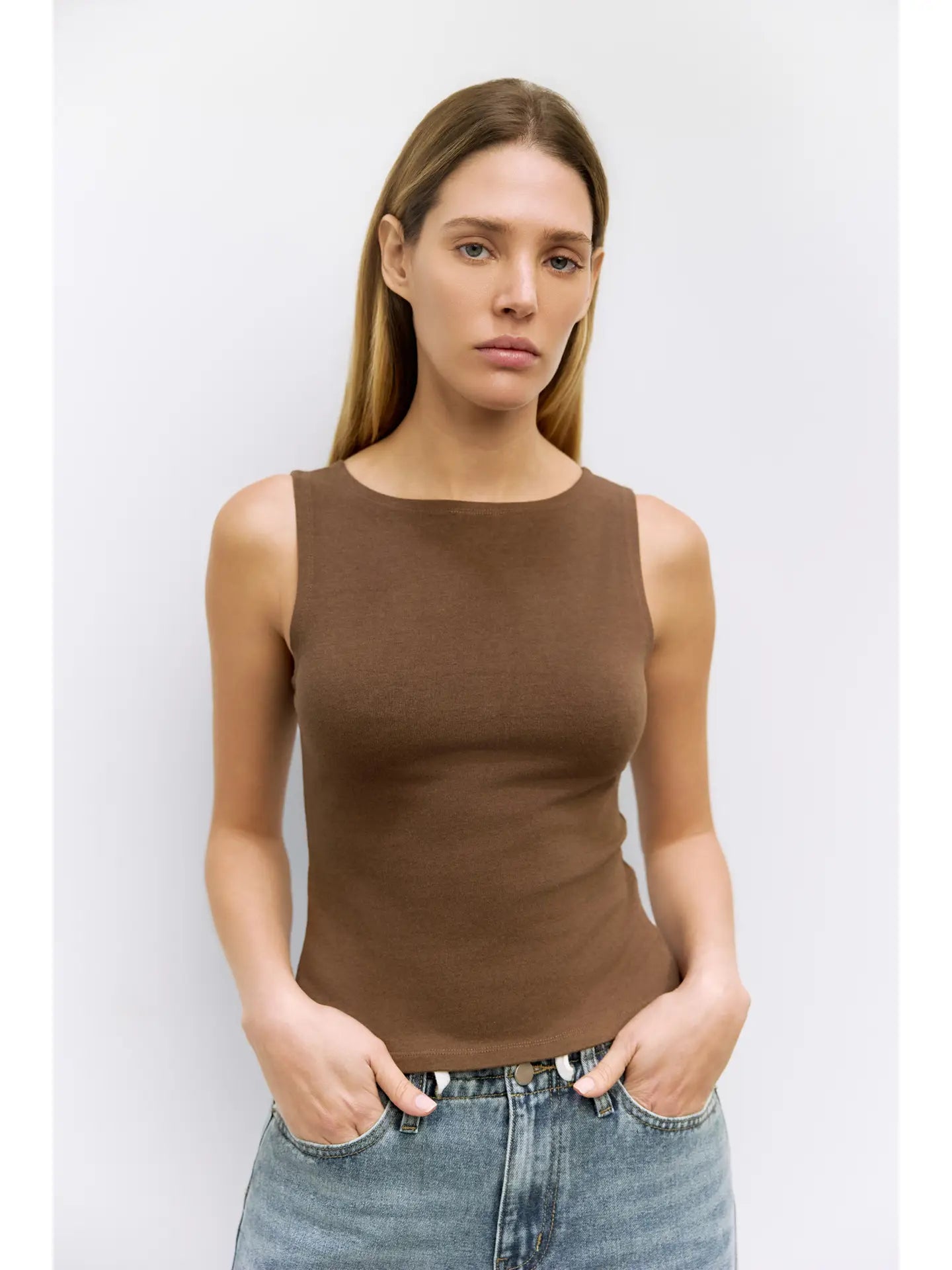 Brushed Knit Boat Neck Top
