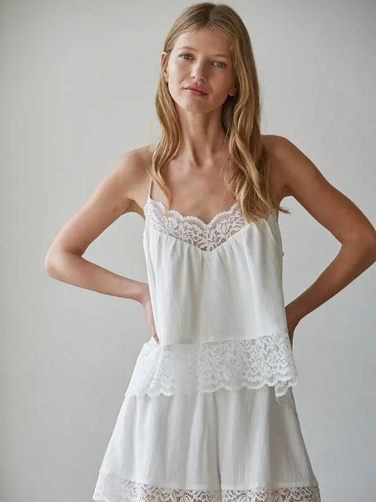 Cotton Lace Trim Racerback Cami
