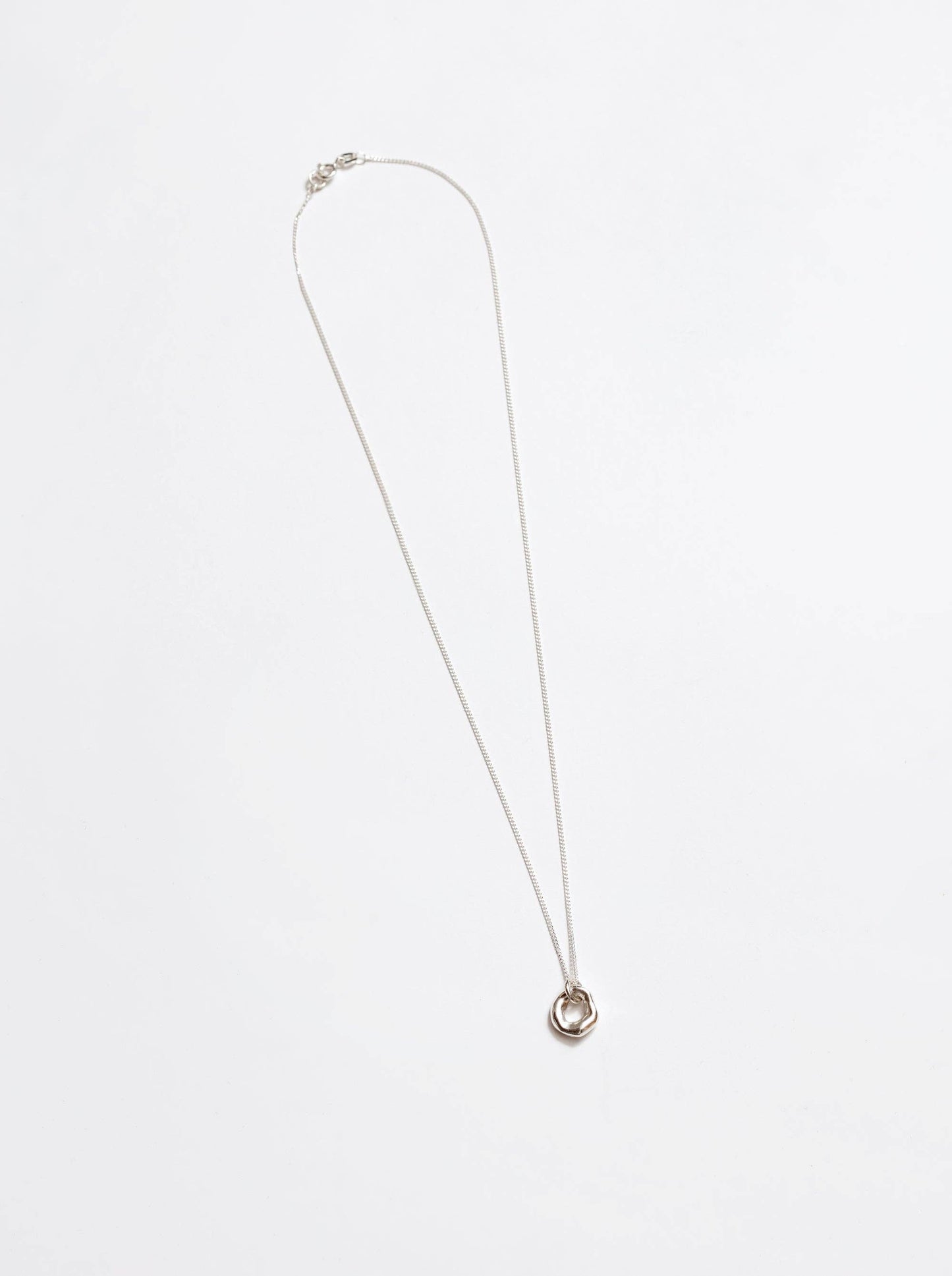 Silver Textured Oval Pendant Necklace